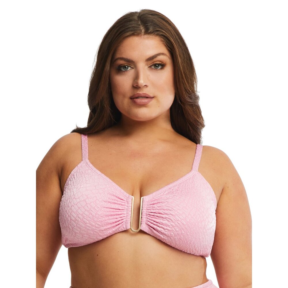 Time and Tru Pink Bikini Top Size 1X